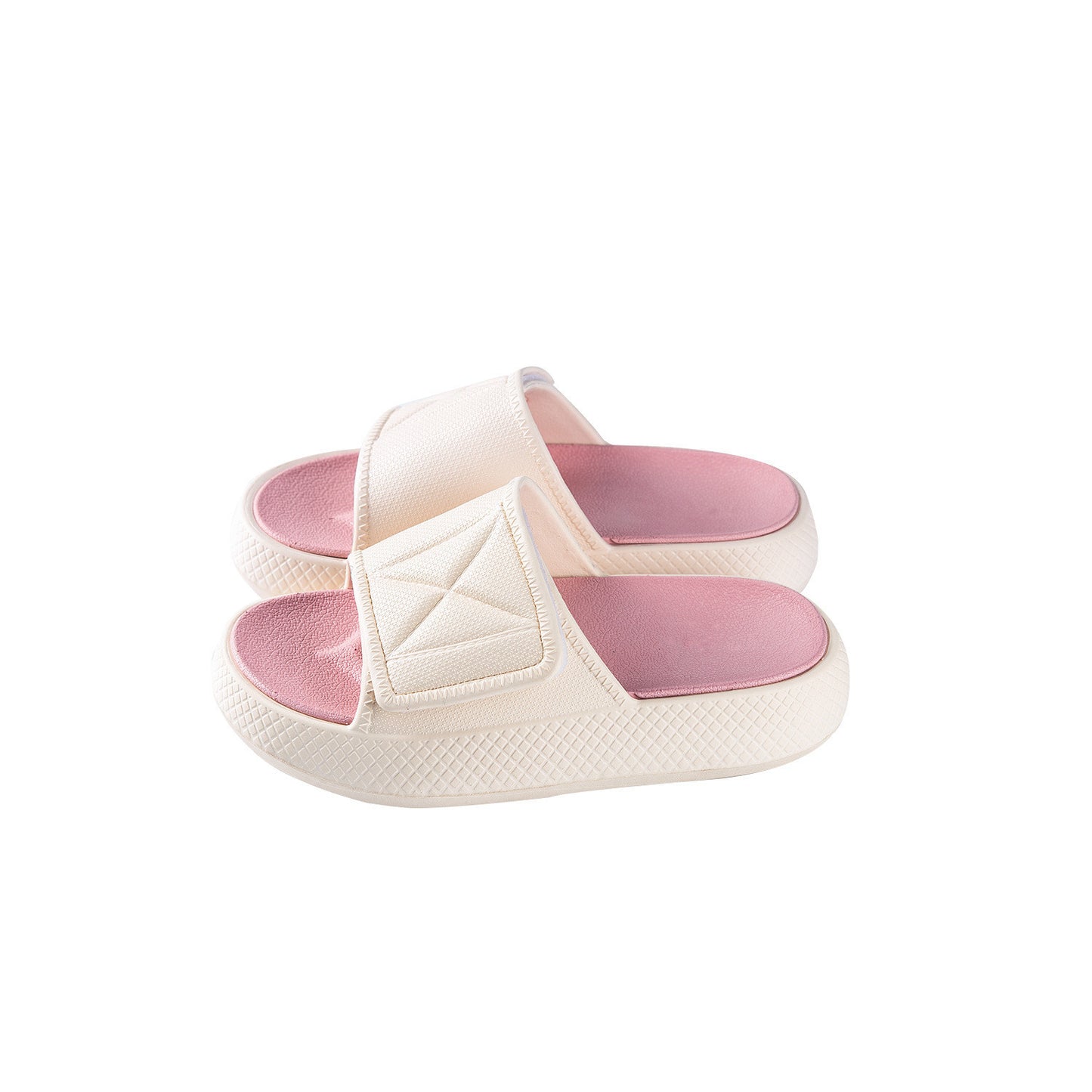 Two-tone Velcro Fashion Platform Slippers Women