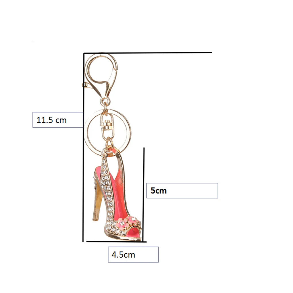 High Heel Shoe Keychain Rhinestone Crystal Purse Car Key Chain Bag Decorative Alloy Keyring