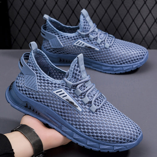 2024 Spring New Men's Shoes Breathable Mesh Sneakers Casual Men's Hollow Mesh Soft Sole Student Running Shoes