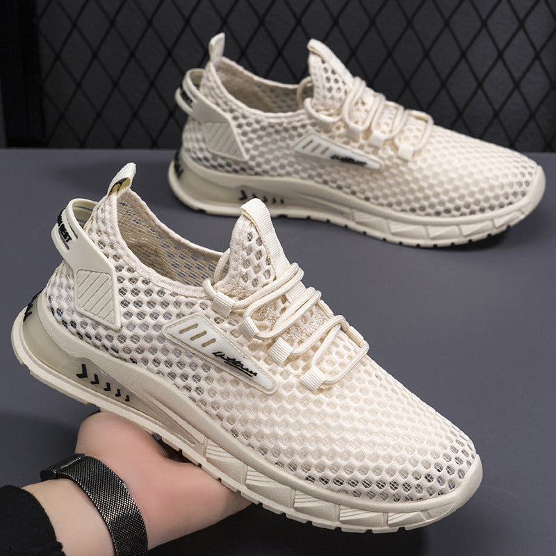 2024 Spring New Men's Shoes Breathable Mesh Sneakers Casual Men's Hollow Mesh Soft Sole Student Running Shoes