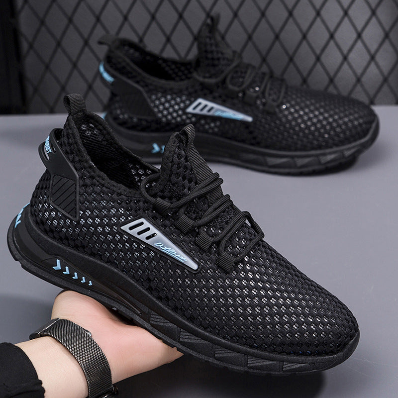 2024 Spring New Men's Shoes Breathable Mesh Sneakers Casual Men's Hollow Mesh Soft Sole Student Running Shoes