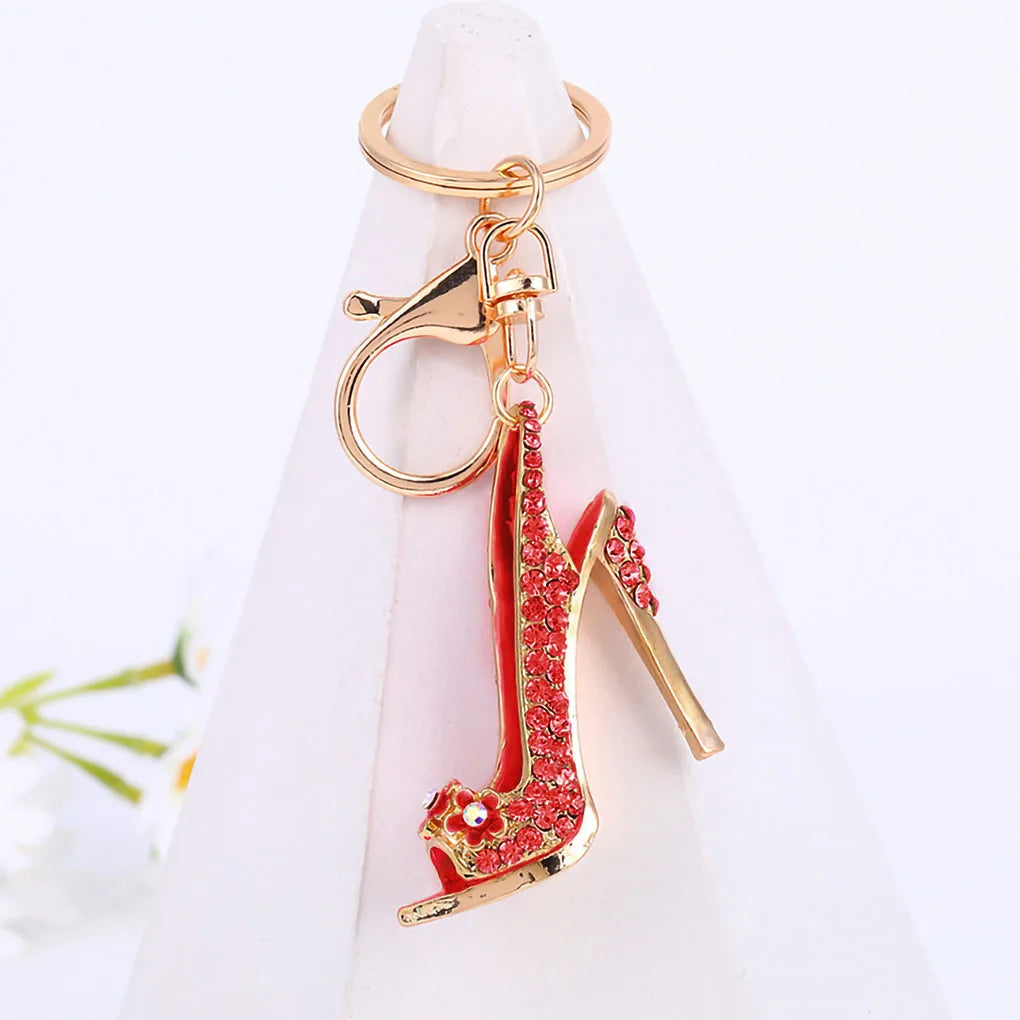 High Heel Shoe Keychain Rhinestone Crystal Purse Car Key Chain Bag Decorative Alloy Keyring