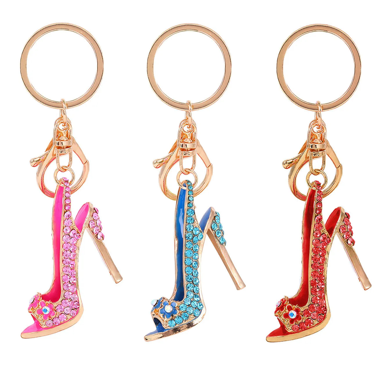 High Heel Shoe Keychain Rhinestone Crystal Purse Car Key Chain Bag Decorative Alloy Keyring