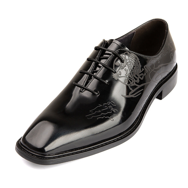 Laser Carved Business British Calf Head Work Leather Shoes