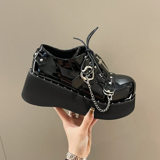 Punk Platform Shoes Dark Lolita Platform Leather Shoes