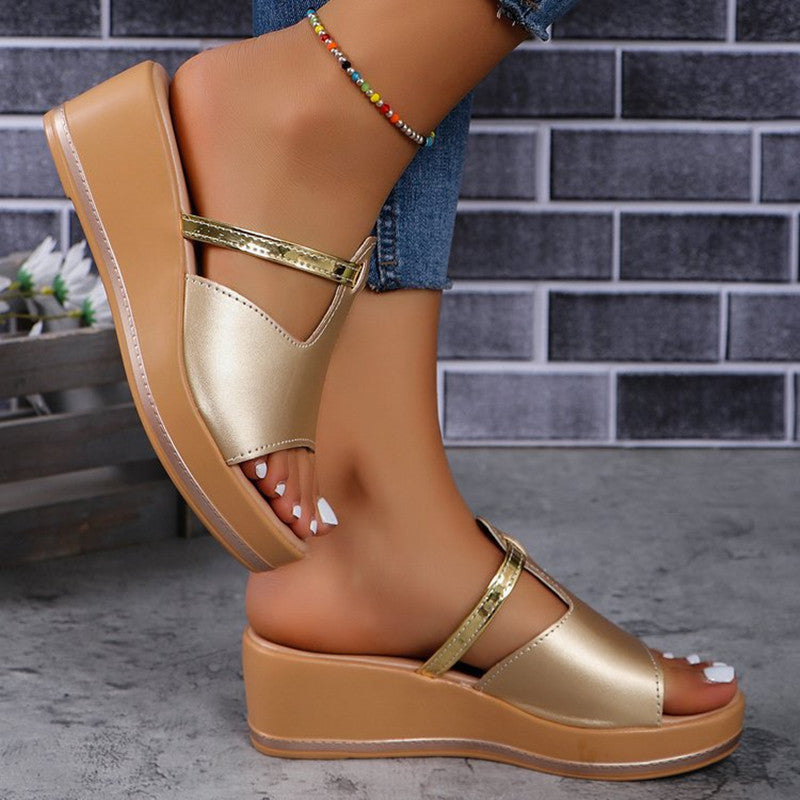 Plus Size Wedge Slippers Women's Platform Height Increasing